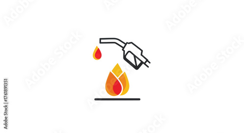 Fuel nozzle dispensing liquid with flame symbol.