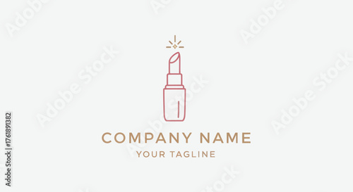 Elegant Lipstick Icon with Sparkling Effect for Beauty Brand Logo Design.