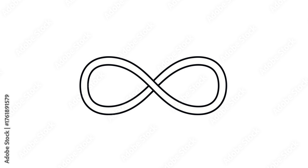 Fototapeta premium Simple black outline of the infinity symbol on a white background.