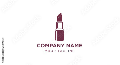 Elegant lipstick logo design for beauty and cosmetics brand.