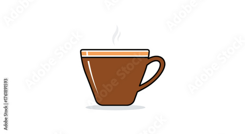 A steaming cup of hot brown coffee in a ceramic mug.