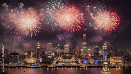 Shanghai celebrates Fireworks light up the iconic cityscape