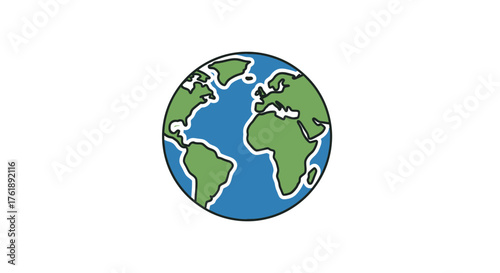 A stylized illustration of planet Earth showing continents and oceans.