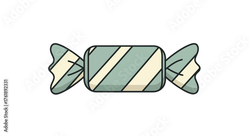 Wrapped Candy with Blue and White Stripes Sweet Treat Illustration.