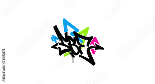 Vibrant Graffiti Art Tag with Neon Colors and Bold Lines.