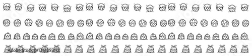 Hand drawn owl borders with cute owl faces eggs and chicks repeating seamless pattern black and white vector set