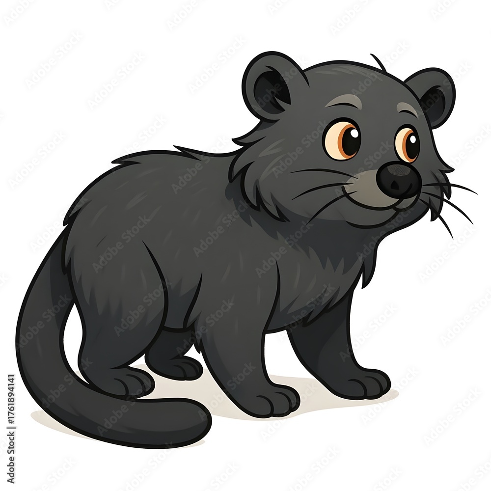 Fototapeta premium 빈투롱, 우측면, 애니메이션 아트, jpeg (Binturong, right side view, animation art, jpeg)