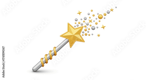Golden Star Topped Magic Wand with Sparkling Trail.