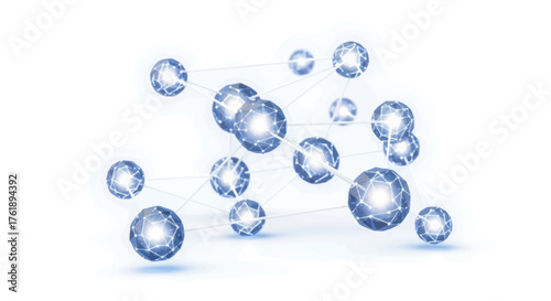 Floating Spheres with Internal Light and Blue Tint.