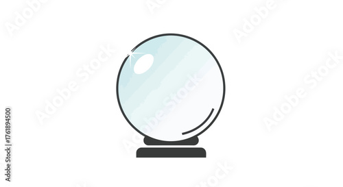 A clear glass crystal ball on a dark stand.