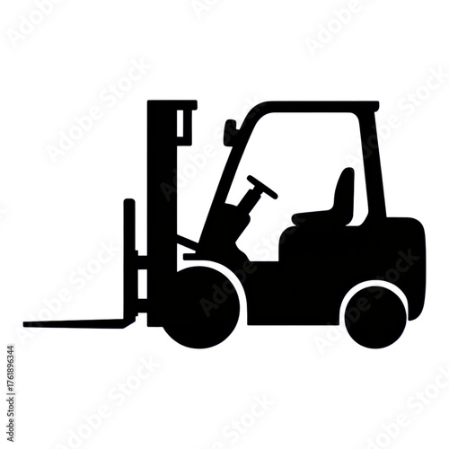 White Outline Forklift on Transparent Background, Minimalist Icon for Logistics Design
