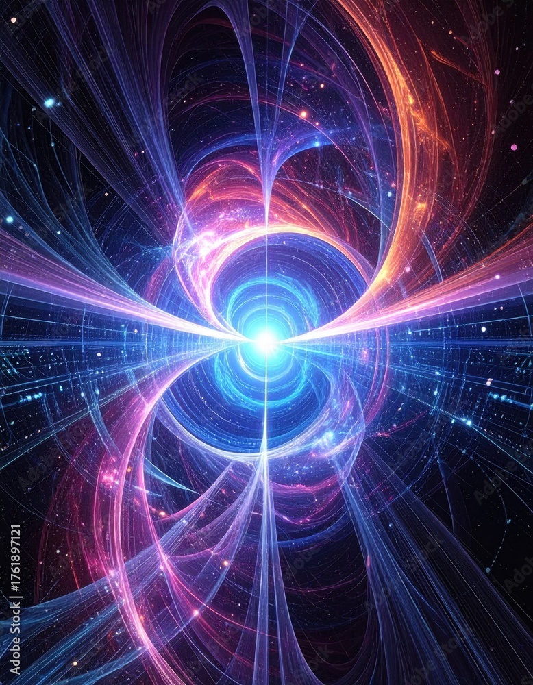 Fototapeta premium Quantum Data Flow, Tech Background. Future technology digital abstract background concept 
