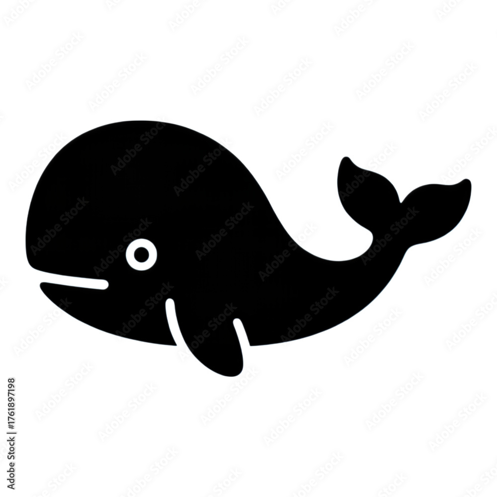 Obraz premium White Whale Silhouette with Transparent Background, Minimalist Line Art Design Element
