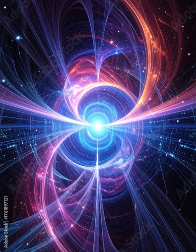 Quantum Data Flow, Tech Background. Future technology digital abstract background concept 