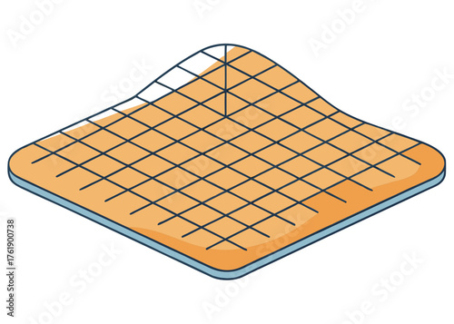 Vector illustration of a grid-patterned plastic mesh on sand  