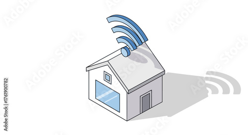 House with WiFi Signal: Connected Home Illustration.