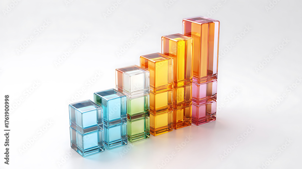 Naklejka premium Colorful Glass Block Chart: Visual Representation of Growth and Progress