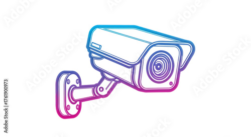 Modern Security Camera with Gradient Outline and Wall Mount.