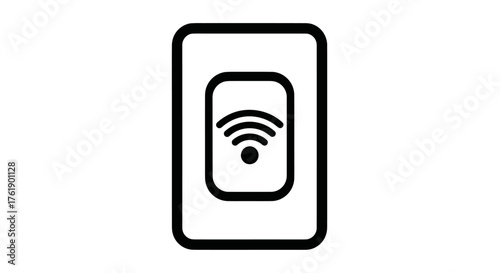 Simple Black and White WiFi Symbol in a Rounded Rectangle.