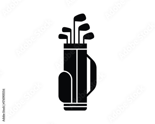 Black silhouette of a golf bag filled with clubs