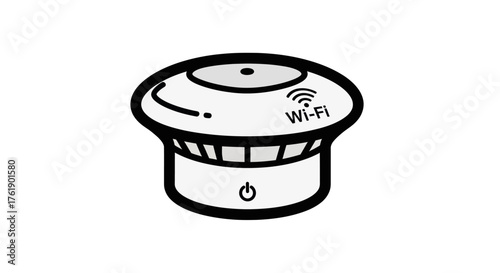 Modern Wi-Fi enabled smoke detector with power button.