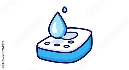 Cartoon Soap Bar with Water Droplet Illustration.
