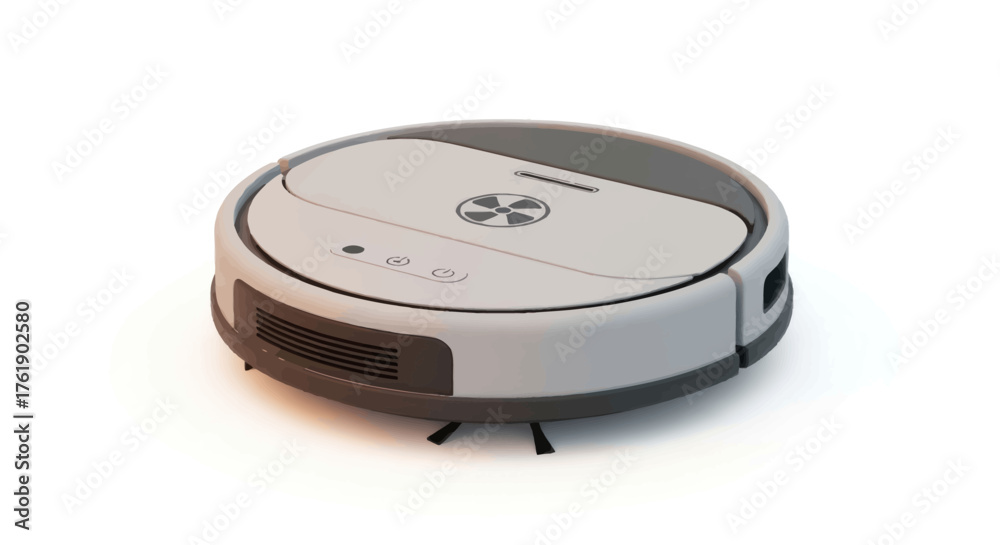 Fototapeta premium Modern Round Robotic Vacuum Cleaner with Rotating Brushes.