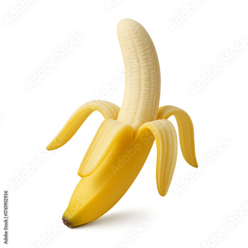 Half-Peeled Banana Isolated on Transparent Background