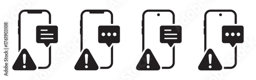 Phone message error icon, vector illustration