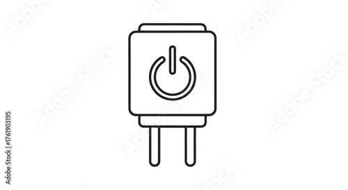 Simple Black and White Power Button Icon Illustration.