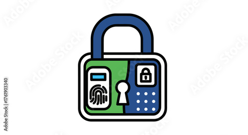 Modern Digital Padlock with Fingerprint and Keypad Security Features.