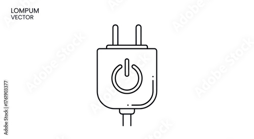 Simple line art illustration of a power plug with a power symbol.