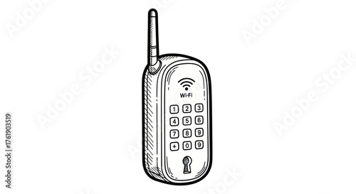 Smart Lock with Antenna and Keyhole Digital Security Device.