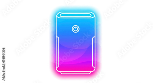 Neon Gradient Air Purifier Outline Icon Illustration.