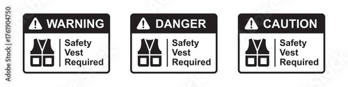 safety vest required label icon, vector illustration