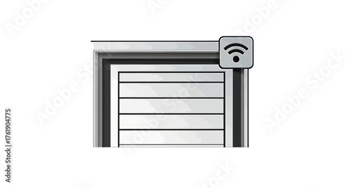 Smart Garage Door Icon with Wireless Connectivity Symbol.