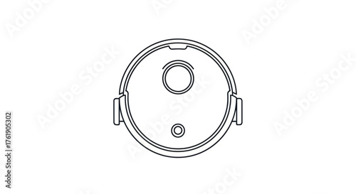 Top View of a Circular Robot Vacuum Cleaner with Side Brushes Outline.
