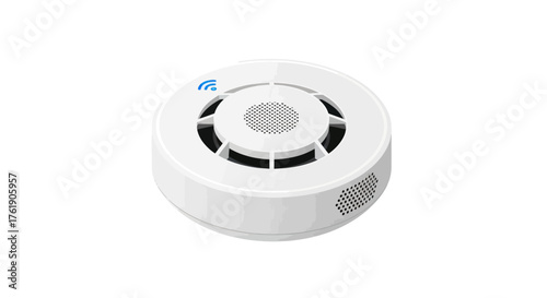 Modern White Wireless Smoke Detector with Ventilation Grills.