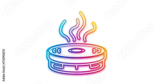 Colorful Smoke Detector Icon with Rising Smoke Fire Safety.