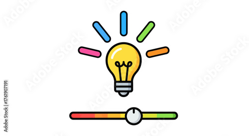 Bright Idea Lightbulb with Colorful Rays and Slider Control.