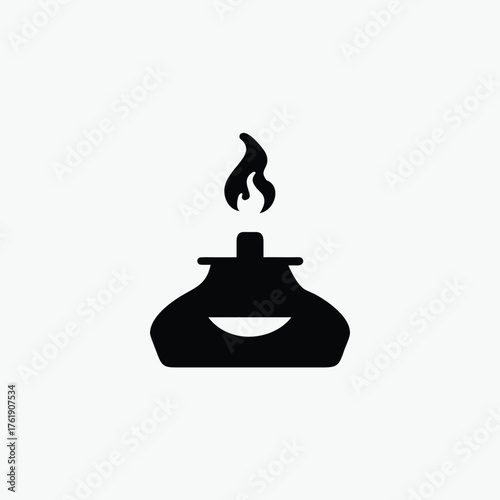 alcohol lamp burner flame vector icon	