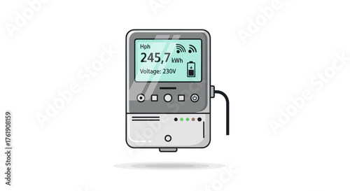 Digital Energy Meter Displaying Power Consumption Readings.