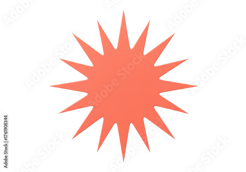 Coral starburst PNG isolated on transparent background, burst shape graphic element for design and decoration use, abstract sun shape