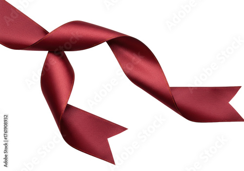 Papier peint Elegant burgundy ribbon isolated PNG on transparent background, festive decorati