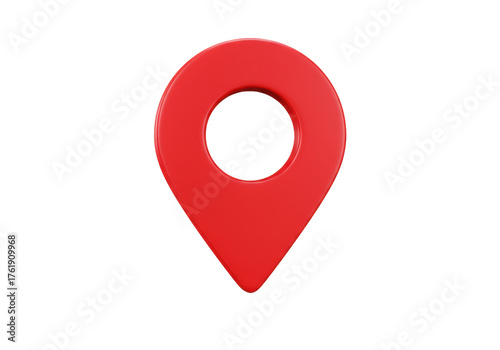 Red map pointer PNG isolated on transparent background, location pin icon for navigation and travel apps