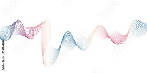 Elegant abstract wave background with smooth gradient colors blending from blue to pink on a white backdrop. Minimalist flowing line art design ideal for modern digital, tech, and creative themes.
