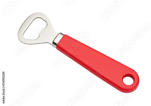 Photos Red bottle opener isolated PNG on transparent background, bar tool for opening b