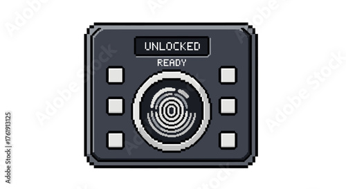 Digital Security Panel with Unlocked Ready Status and Fingerprint Icon.