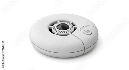 Modern White Smoke Detector with Integrated Button.