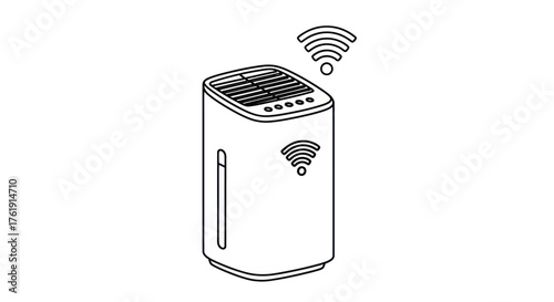 Modern Air Purifier with Wi-Fi Connectivity, Clean Air Technology.